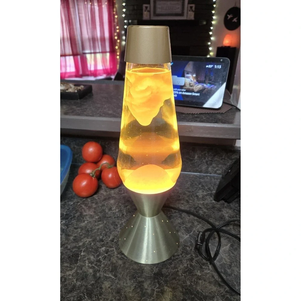 Vintage Lava Lite Lava Lamp - Starlight Series Base - Yellow Wax + Clear Liquid